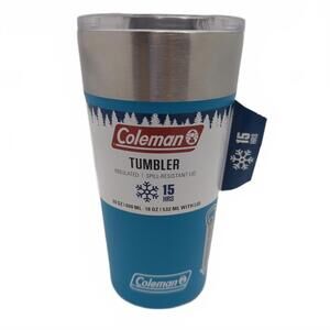 Coleman Brew Tumbler 20oz Stainless Steel Vacuum Insulated Caribbean Sea Blue
